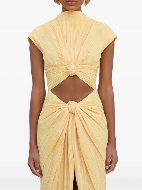 Cult Gaia knot-detail pleated midi dress - Yellow
