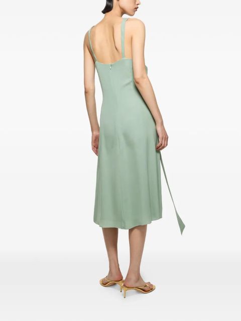 Acne Studios bow-detail silk midi dress - Green