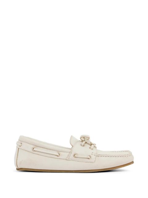 Gucci logo-plaque tie-fastening boat shoes - White - zdjęcie produktu nr 1