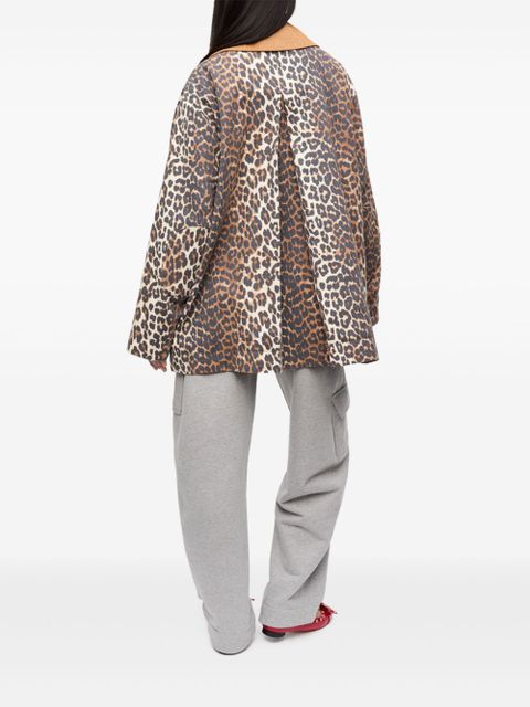 GANNI leopard-print bomber jacket - Brown