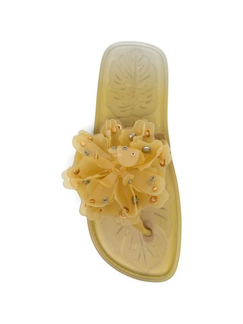 FARM Rio floral-embellished flip flops - Yellow