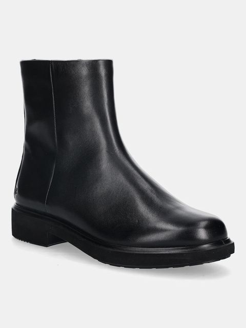 Ecco botki skórzane Metro Amsterdam Clean damskie kolor czarny na płaskim obcasie 222063-01001 - zdjęcie produktu nr 1