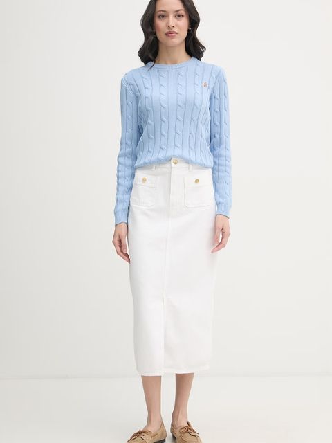 U.S. Polo Assn. sweter damski bawełniany CREW NECK CABLE - zdjęcie produktu nr 1