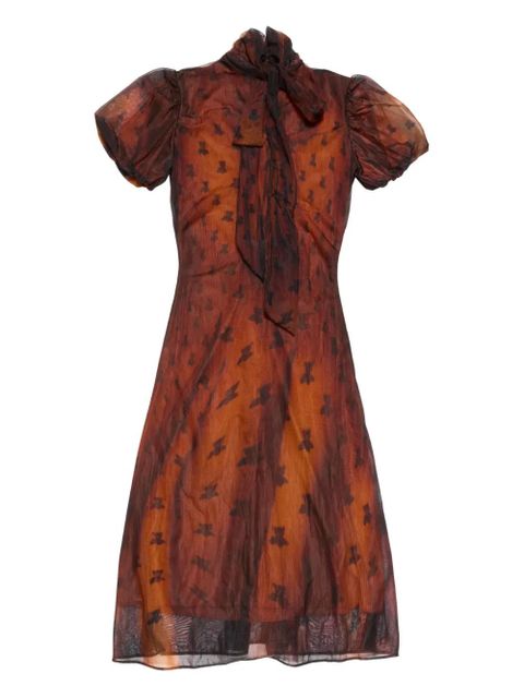 Acne Studios puff-sleeve printed dress - Brown - zdjęcie produktu nr 1