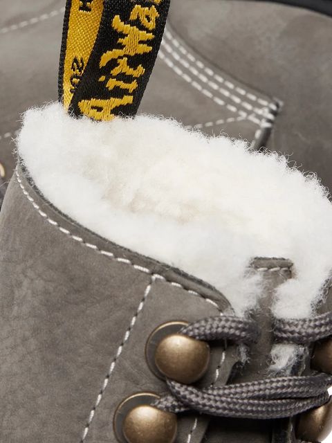 Dr. Martens workery skórzane 1460 Pascal Bex Fur Lined damskie kolor szary na platformie DM41419020