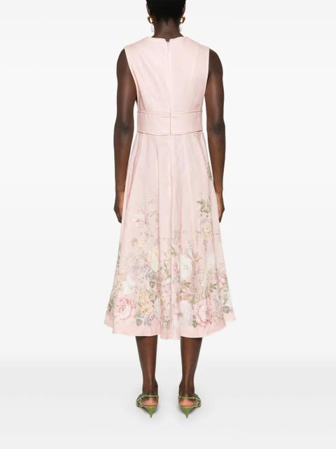 ZIMMERMANN Waverly Plunge linen midi dress - Pink