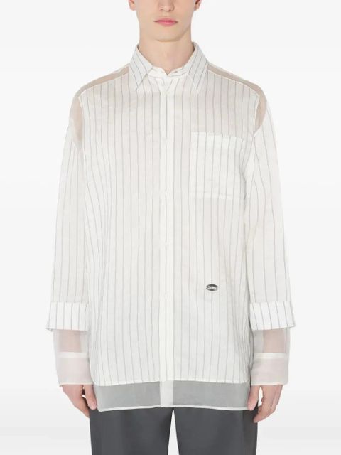 Jean Paul Gaultier striped sheer-panel shirt - White