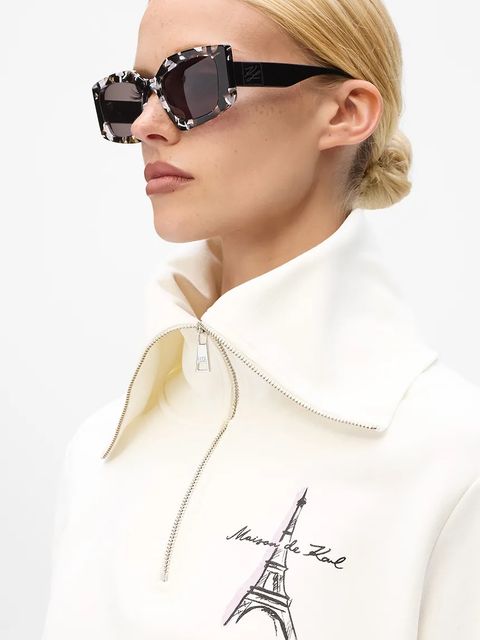 Karl Lagerfeld bluza bawełniana damska kolor beżowy z nadrukiem A4W20067 - zdjęcie produktu nr 2