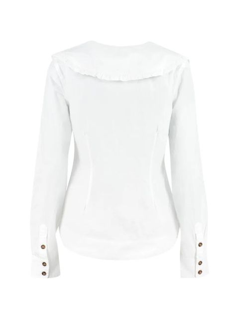 GANNI ruffled oversized-collar shirt - White
