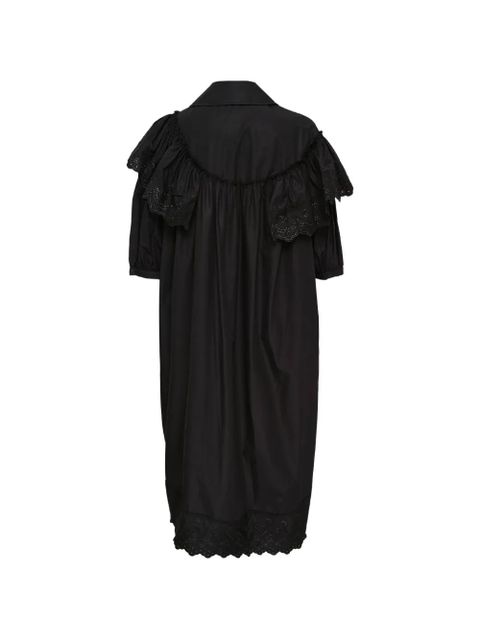 Simone Rocha puff-sleeve ruffled shirt dress - Black - zdjęcie produktu nr 2