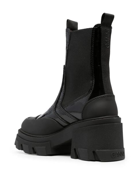 GANNI logo-embossed panelled Chelsea boots - Black