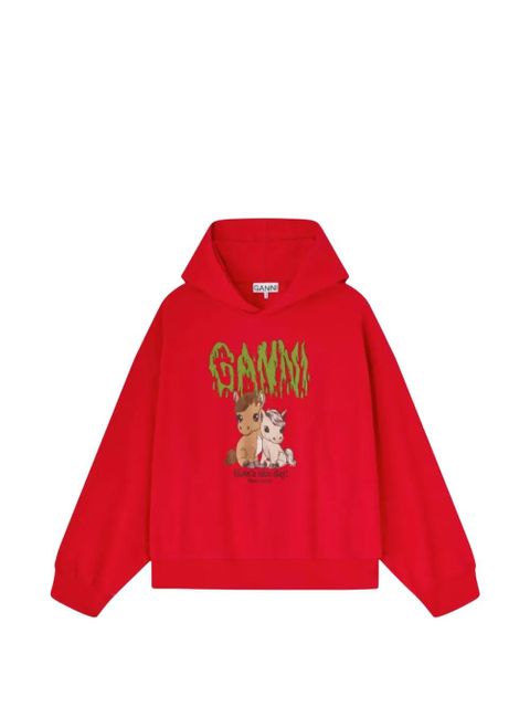 GANNI Isoli cropped hoodie - Red - zdjęcie produktu nr 1