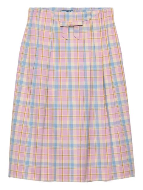 Prada checked bow-detail midi skirt - Pink - zdjęcie produktu nr 1