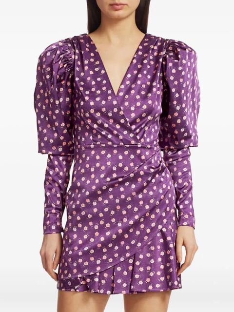 ROTATE BIRGER CHRISTENSEN puff-sleeve floral print mini dress - Purple