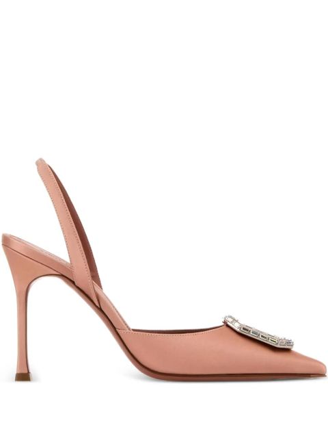 Amina Muaddi 90mm Camelia embellished heeled pumps - Pink - zdjęcie produktu nr 1