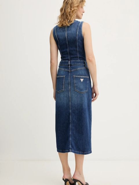 Guess sukienka jeansowa AMARA kolor niebieski midi prosta W5BK40 D0615 - zdjęcie produktu nr 2