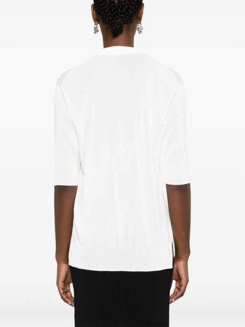 KHAITE fine-knit V-neck sweatshirt - White