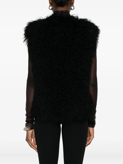 Yves Salomon sleeveless curly-fur vest - Black