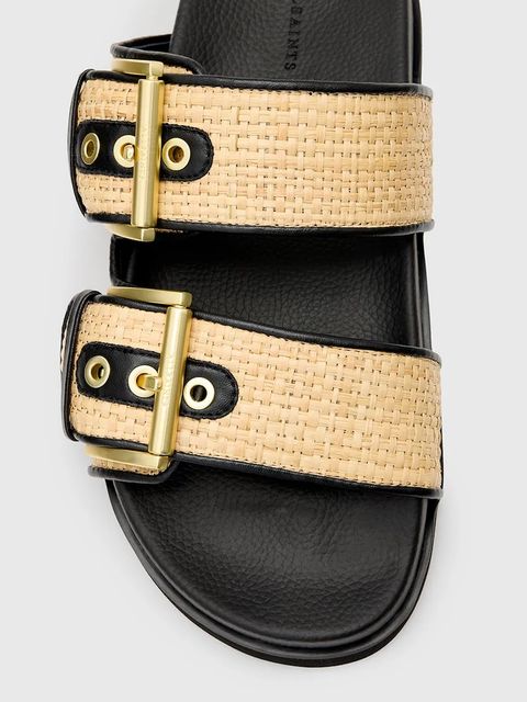 AllSaints klapki Sian Raffia Sandal damskie kolor beżowy W091FC
