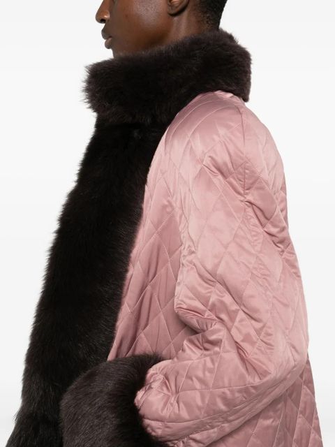 Chloé shearling-trim quilted coat - Pink
