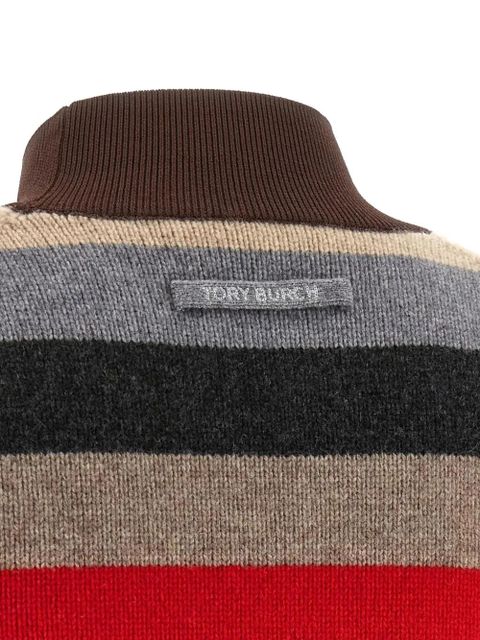 Tory Burch striped high neck sweater - Brown