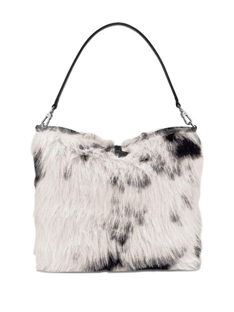 Longchamp Le Roseau faux-fur clasp shoulder bag - White