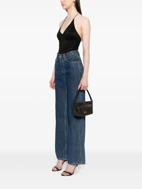 Self-Portrait small Diamante shoulder bag - Black