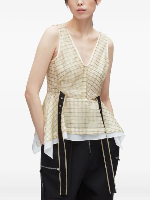 3.1 Phillip Lim checked peplum top - Neutrals