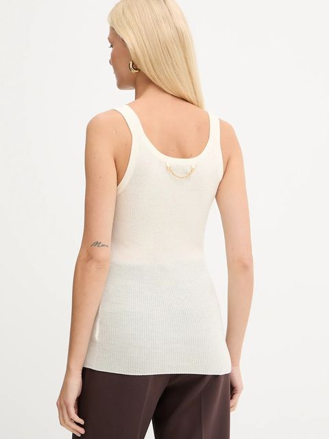 Elisabetta Franchi top z dodatkiem wełny kolor beżowy TK63B57E2