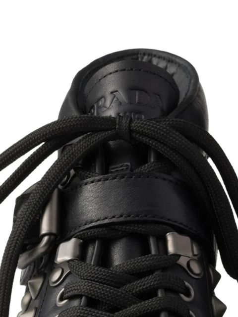 Prada Monolith studded leather booties - Black
