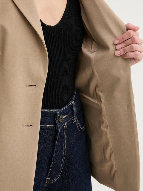 United Colors of Benetton marynarka kolor beżowy jednorzędowa gładka 2R4CDW02W