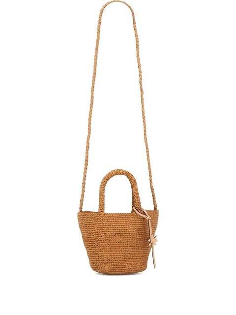 Manebi raffia leather-detail tote bag - Brown - zdjęcie produktu nr 1