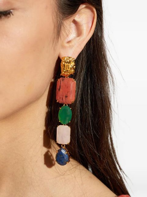 Balmain gemstone-embellished drop earrings - Gold