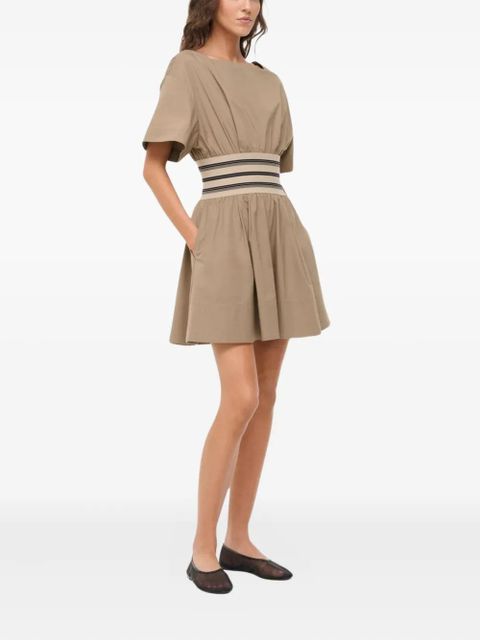 STAUD Amy square-neck striped dress - Neutrals