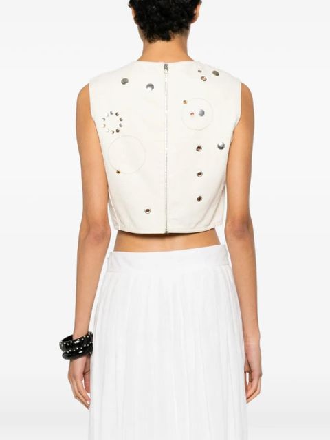 Chloé stud-embellished crop top - Neutrals