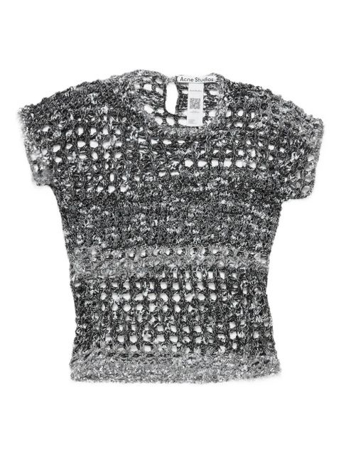 Acne Studios crochet-knit cropped T-shirt - Grey - zdjęcie produktu nr 1