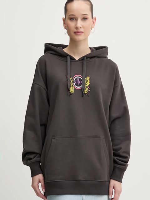 Vans bluza bawełniana damska kolor szary z kapturem z nadrukiem VN000NXVBLK1 - zdjęcie produktu nr 1