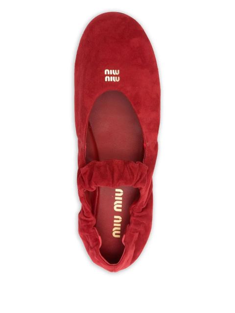 Miu Miu elasticated-strap ballet flats - Red