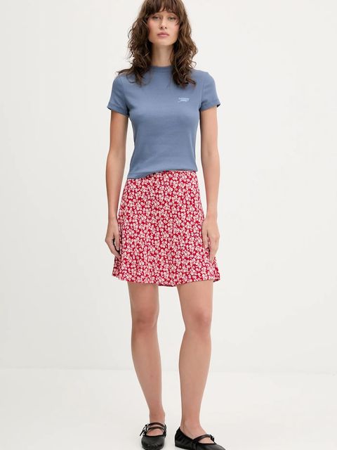 Tommy Jeans spódnica kolor czerwony mini rozkloszowana DW0DW20981 - zdjęcie produktu nr 2