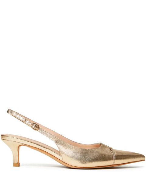 TWINSET 50mm leather slingback pumps - Gold - zdjęcie produktu nr 1