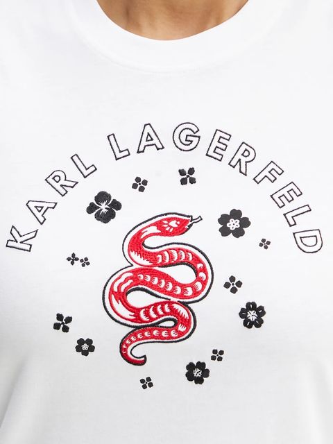 Karl Lagerfeld t-shirt bawełniany damski kolor biały A1W17090