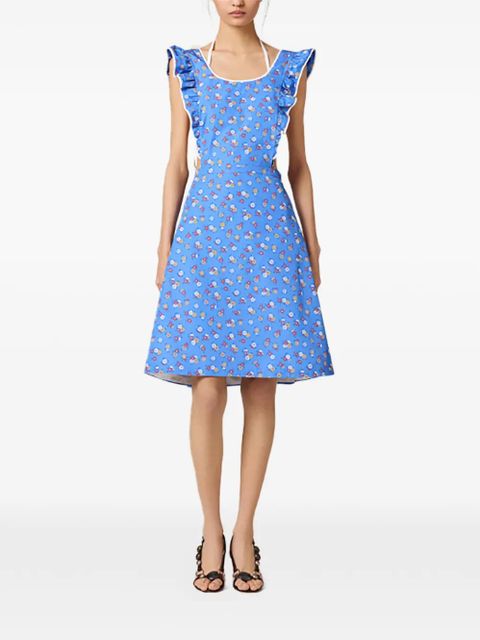 Miu Miu floral-print ruffled midi dress - Blue - zdjęcie produktu nr 2