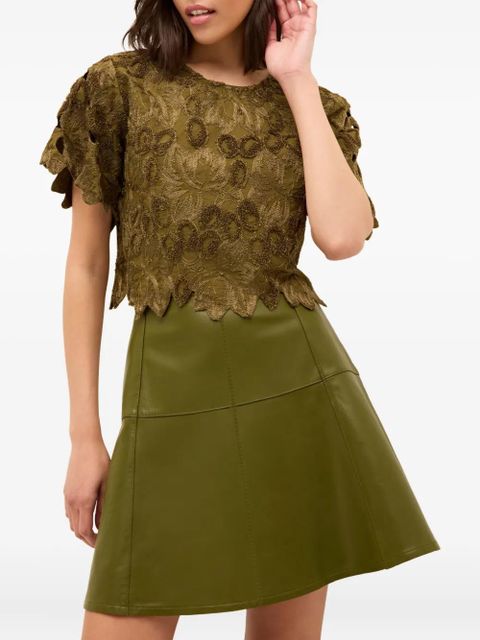 Marie Oliver Pelumi embroidered scallop-edge blouse - Green