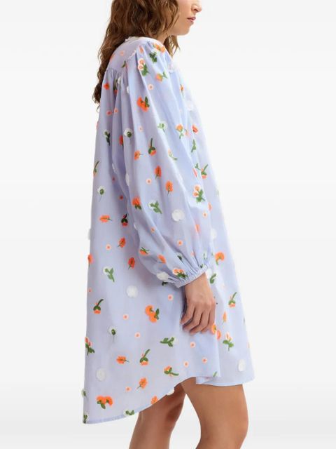 Essentiel Antwerp Jalen floral-embroidered shirt dress - Blue