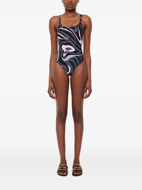 PUCCI Marmo-print square-neck swimsuit - Black