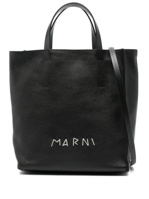 Marni logo-embroidered tote bag - Black