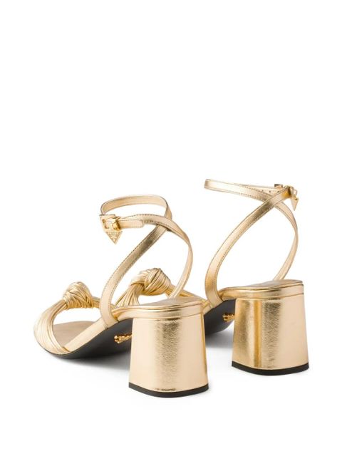 Prada leather heeled sandals - Gold
