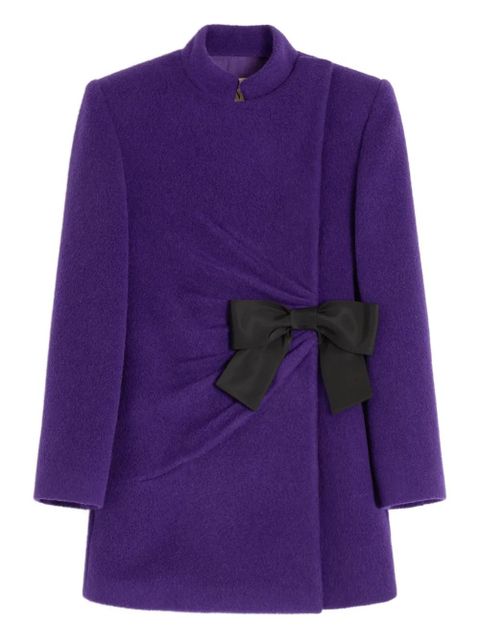 Valentino Garavani bow-detail velour peacoat - Purple - zdjęcie produktu nr 1