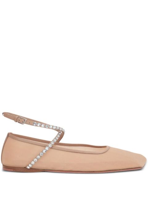 Amina Muaddi Ane crystal-embellished ballerina shoes - Neutrals - zdjęcie produktu nr 1