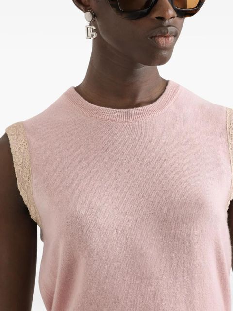 Dolce & Gabbana lace-detail sleeveless vest - Pink